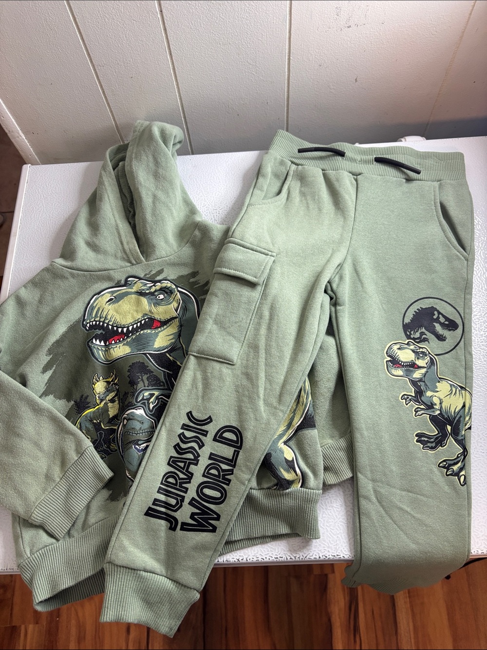 Kids Olive Green Jurassic World Hoodie & Joggers